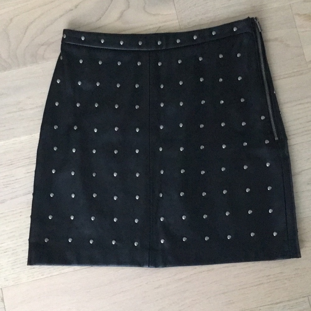 Black leather mini skirt